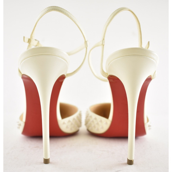 Christian Louboutin Baila Spike 100 Neige White Slingback Strap Heel Pump 36.5 - Picture 11 of 12